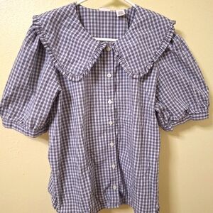 Plaid Collared Blouse